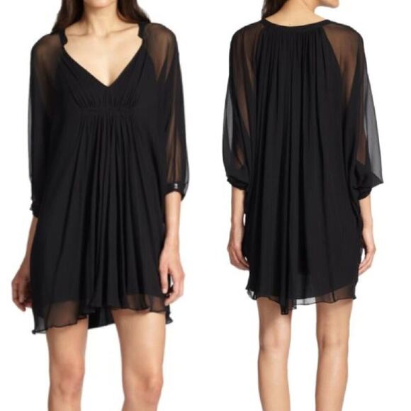 Diane Von Furstenberg Fleurette Silk Dress Size 4 Women‎ Sheer Dove Gray - Picture 2 of 10